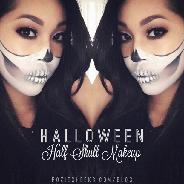 half skeleton makeup tutorial